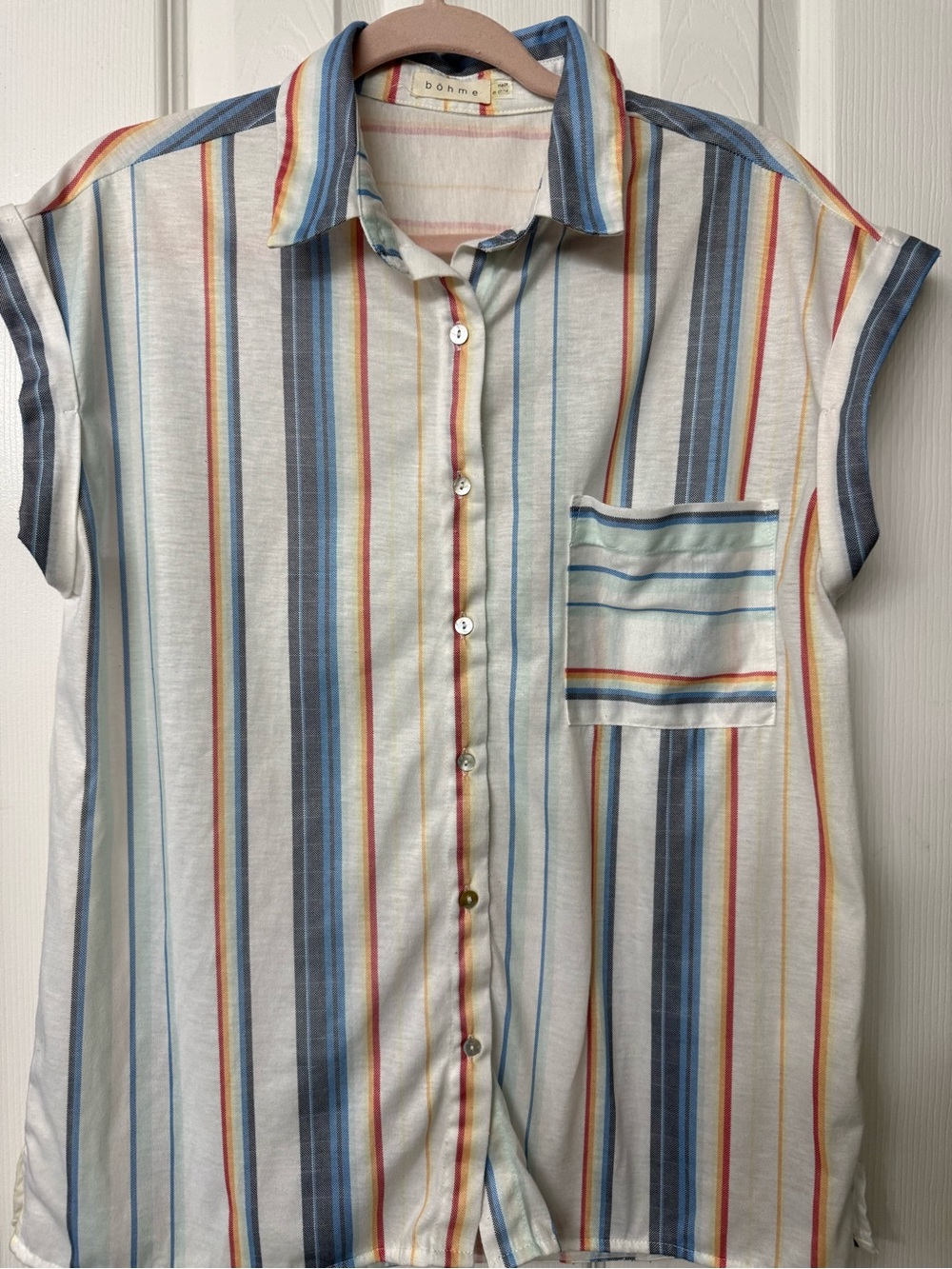 bohme Multi-Stripe Short Sleeve Button-Up Shirt